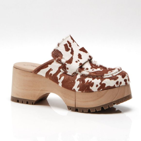 🎉LAST CHANCE🎉 FREE PEOPLE Corbin Hair On Clogs / Brown Combo - Picture 4 of 14